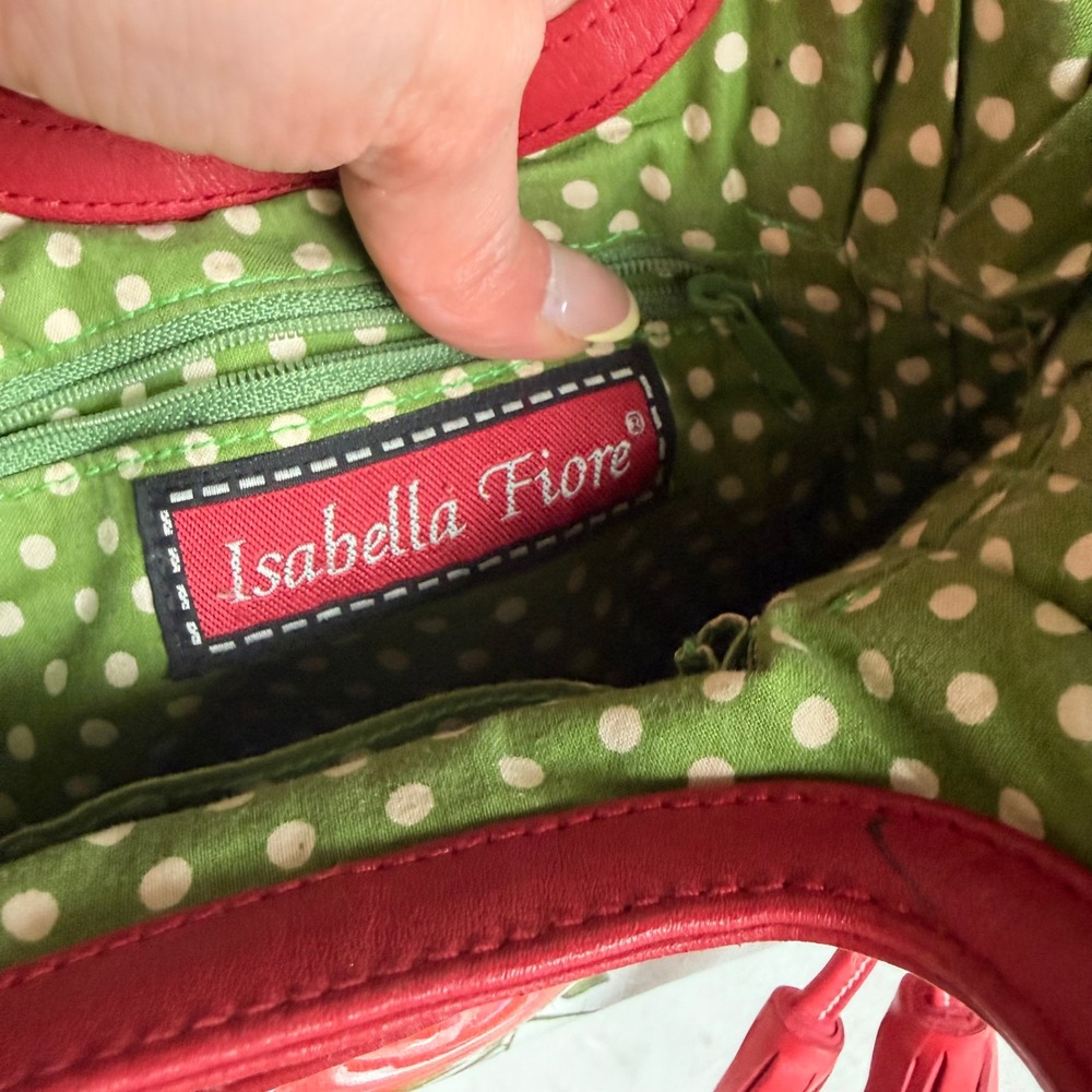 Isabella Fiore Bag Hand Painted Rose Leather Handbag Tassel Cutout Handle Y2K - Picture 4 of 10